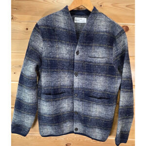 Universal Works Wool Button Down Cardigan Chore Sweater Grey Men's READ